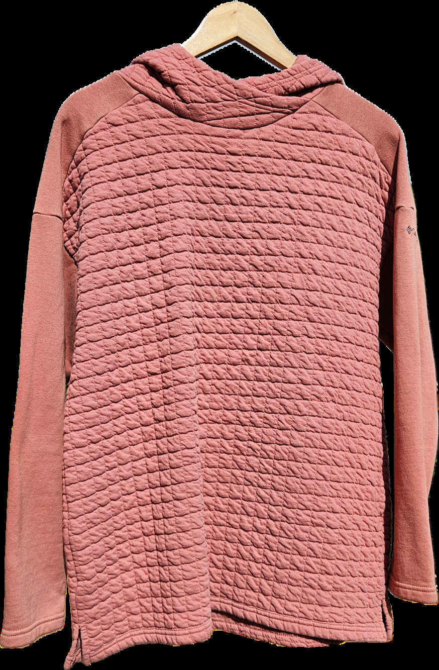 Columbia Womens L Dusty Rose Quilted Hoodie Fleece Sleeves